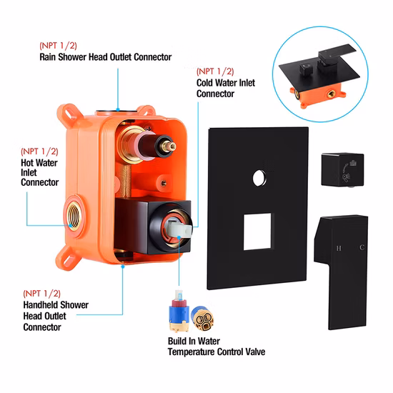 벽 마운트 강우량 샤워 꼭지 세트 크롬 욕실 폭포 시스템 욕실 샤워 세트 숨겨진 샤워 세트
